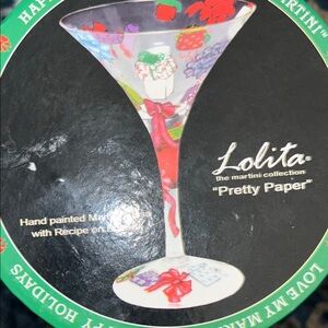 Lolita Pretty Paper Martini Glass - Red and Green Festive Design NIB collectible